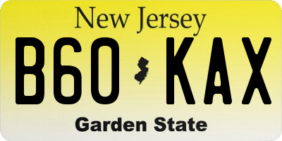 NJ license plate B60KAX