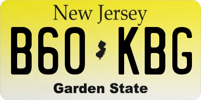 NJ license plate B60KBG
