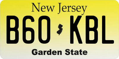 NJ license plate B60KBL