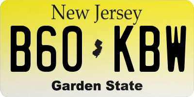 NJ license plate B60KBW