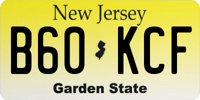 NJ license plate B60KCF