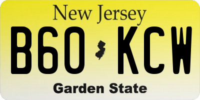 NJ license plate B60KCW