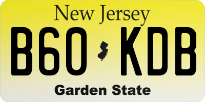 NJ license plate B60KDB
