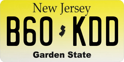 NJ license plate B60KDD