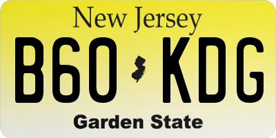 NJ license plate B60KDG