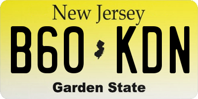 NJ license plate B60KDN