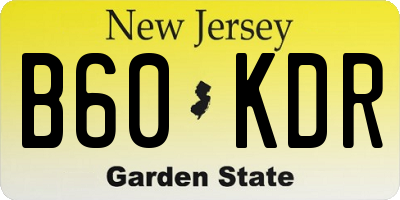 NJ license plate B60KDR