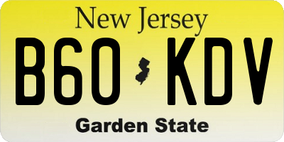 NJ license plate B60KDV