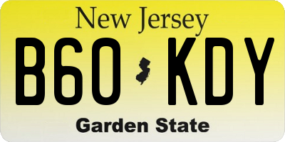 NJ license plate B60KDY