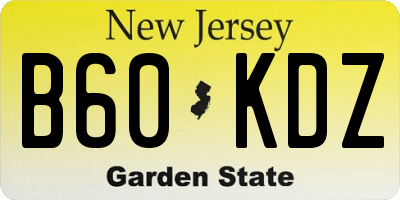 NJ license plate B60KDZ