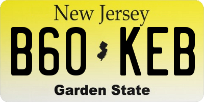 NJ license plate B60KEB