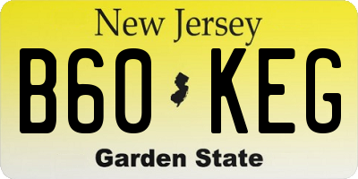 NJ license plate B60KEG