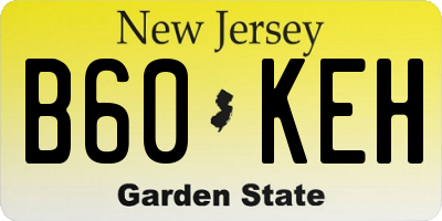 NJ license plate B60KEH