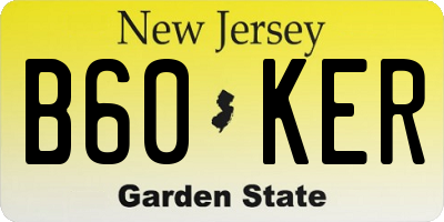 NJ license plate B60KER
