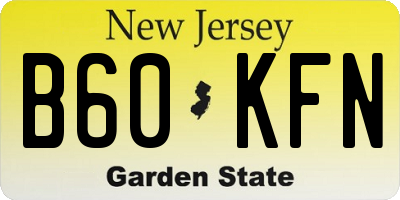 NJ license plate B60KFN