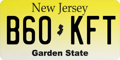 NJ license plate B60KFT