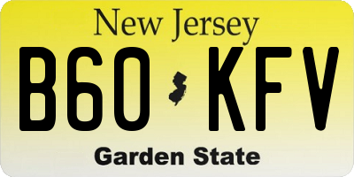 NJ license plate B60KFV
