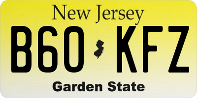 NJ license plate B60KFZ
