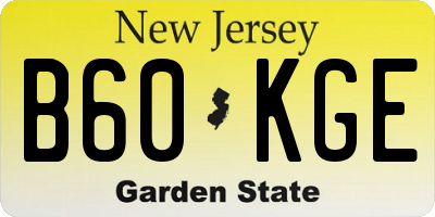 NJ license plate B60KGE