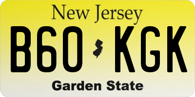 NJ license plate B60KGK