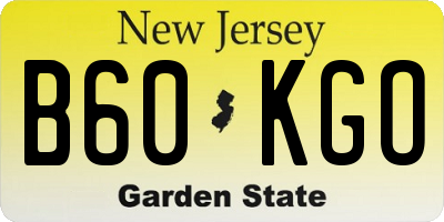 NJ license plate B60KGO