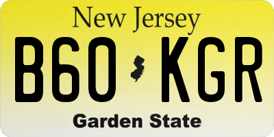 NJ license plate B60KGR