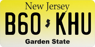 NJ license plate B60KHU