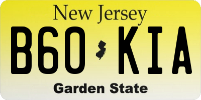 NJ license plate B60KIA
