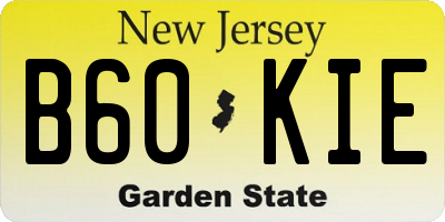 NJ license plate B60KIE