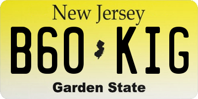 NJ license plate B60KIG