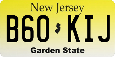 NJ license plate B60KIJ