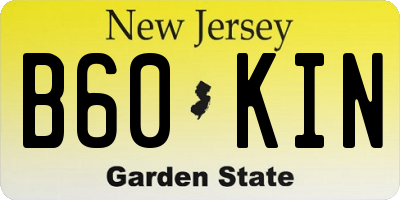 NJ license plate B60KIN