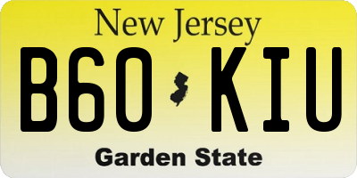 NJ license plate B60KIU