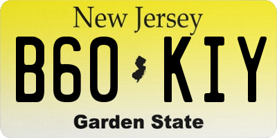 NJ license plate B60KIY