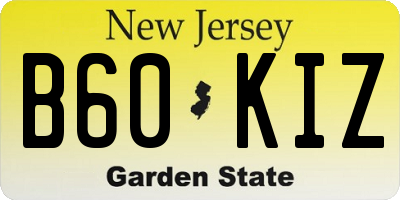 NJ license plate B60KIZ