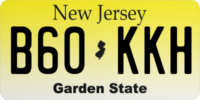NJ license plate B60KKH