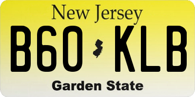 NJ license plate B60KLB