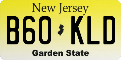 NJ license plate B60KLD