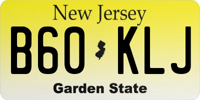 NJ license plate B60KLJ