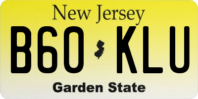 NJ license plate B60KLU