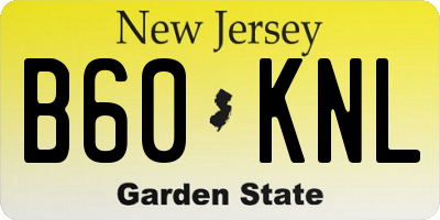 NJ license plate B60KNL