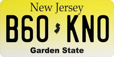 NJ license plate B60KNO