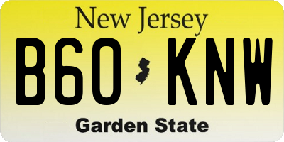 NJ license plate B60KNW