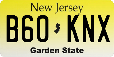NJ license plate B60KNX