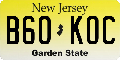 NJ license plate B60KOC