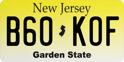 NJ license plate B60KOF