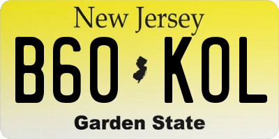 NJ license plate B60KOL