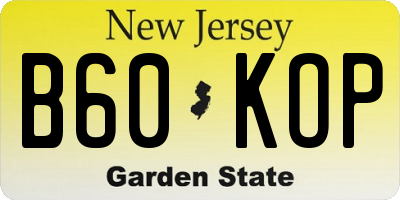 NJ license plate B60KOP