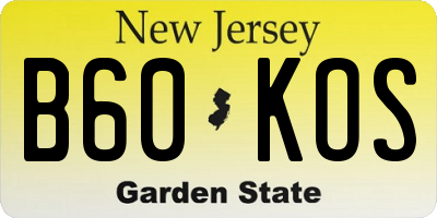 NJ license plate B60KOS