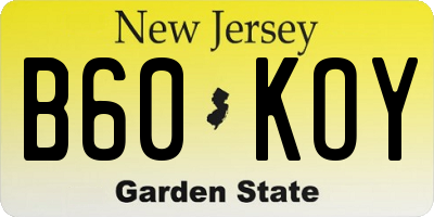 NJ license plate B60KOY